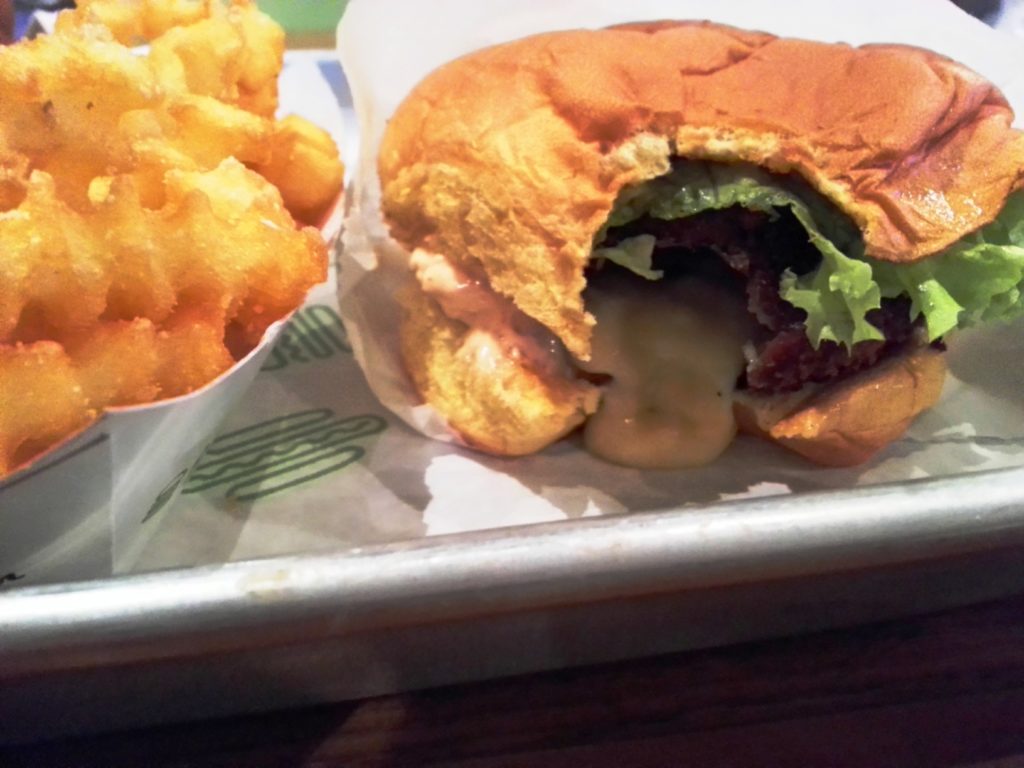 Shake Shack VIllagio Mall Doha Food Qatar Eating Vegetarian Burger Fried Portobello Mushroom Fries