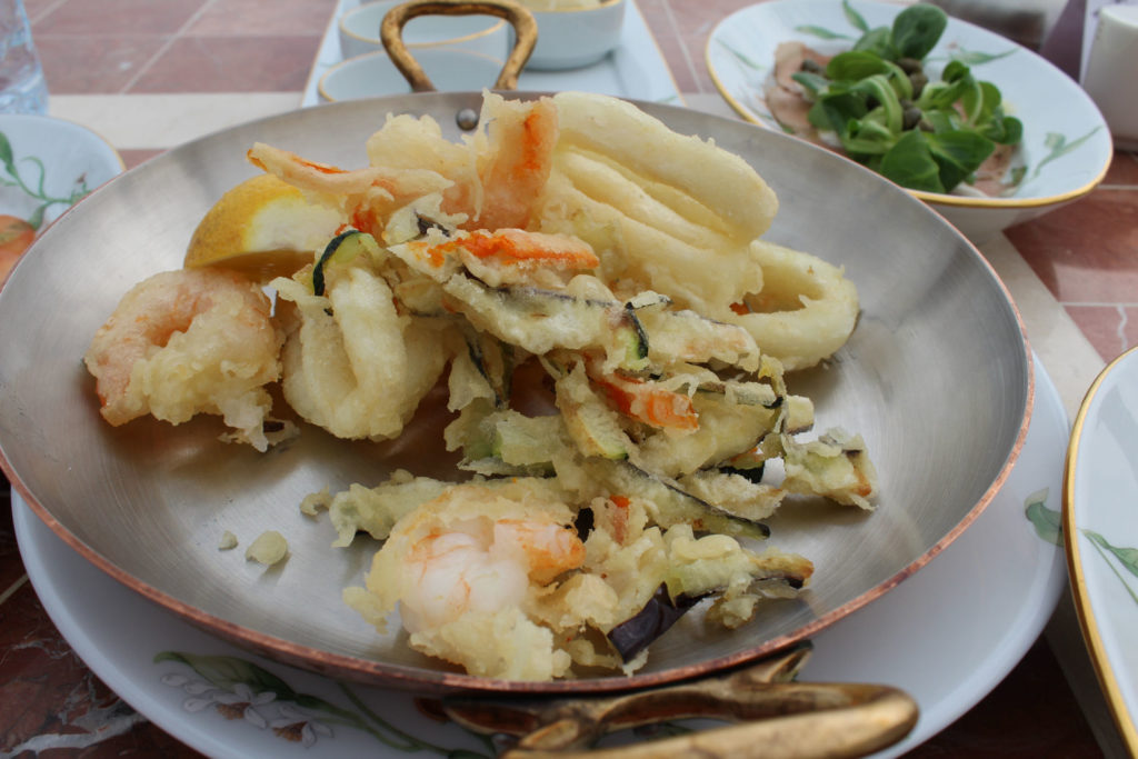 La Veranda Sheraton Doha Qatar Eating Fried Calamari Prawns